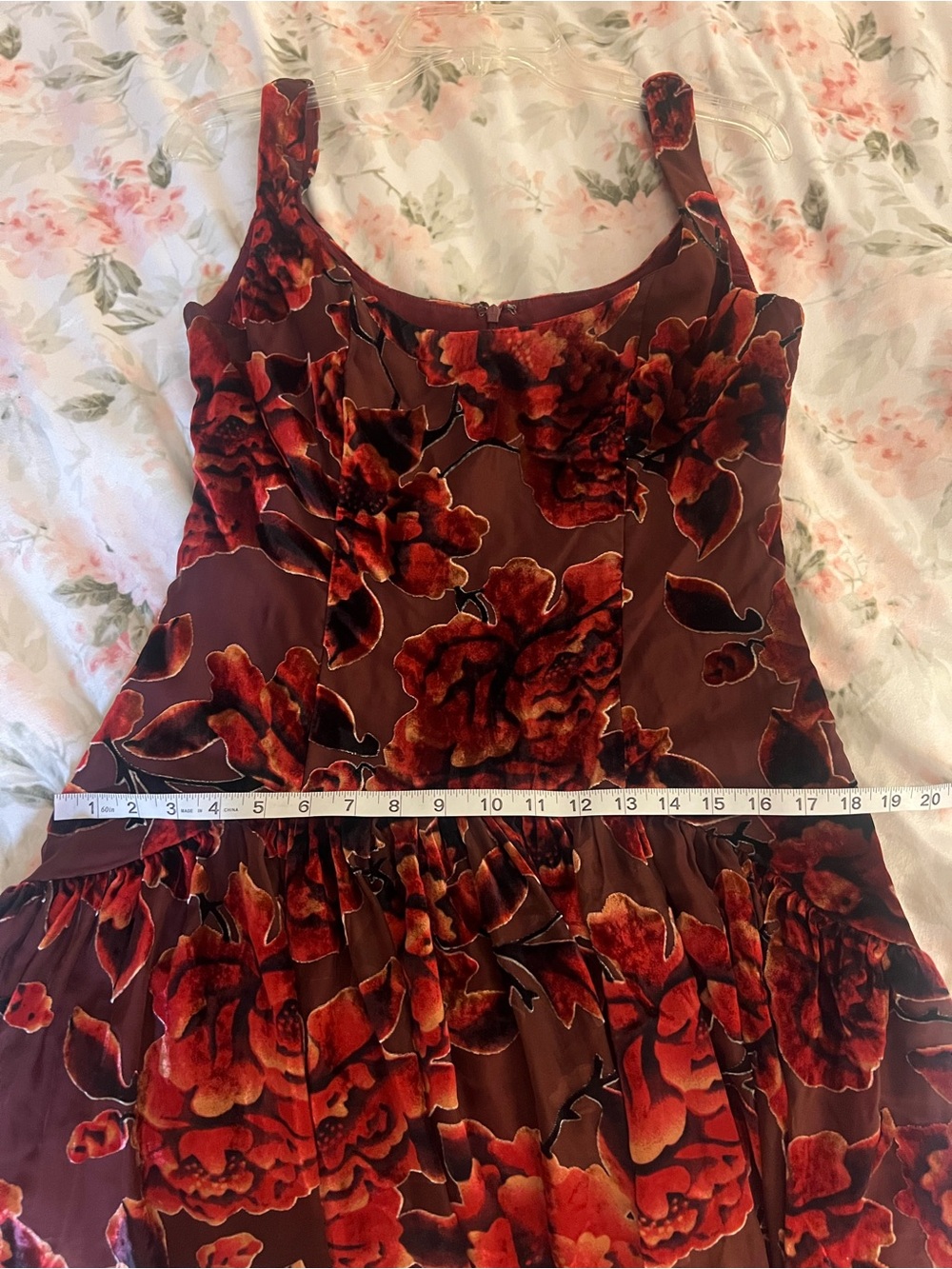 Hutch The Ridge Burgundy Velvet Maxi Dress Drop Waist Wedding Cocktail Sz 6 - Picture 13 of 13